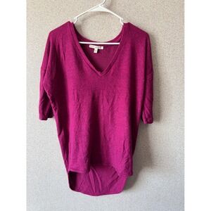Express One Eleven Womens Magenta Pink Marl V-Neck High Low Tunic Top Small